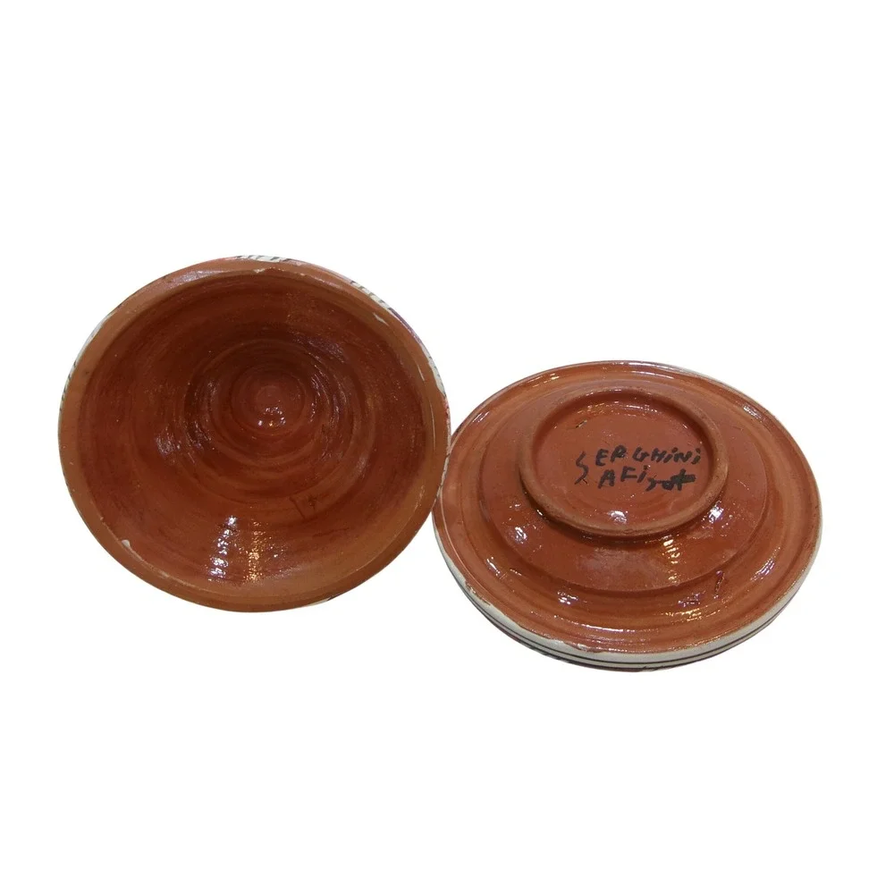Serghini Safi Moroccan Mini Tagine Hand Painted Ceramic Spice Dish Multicolor
